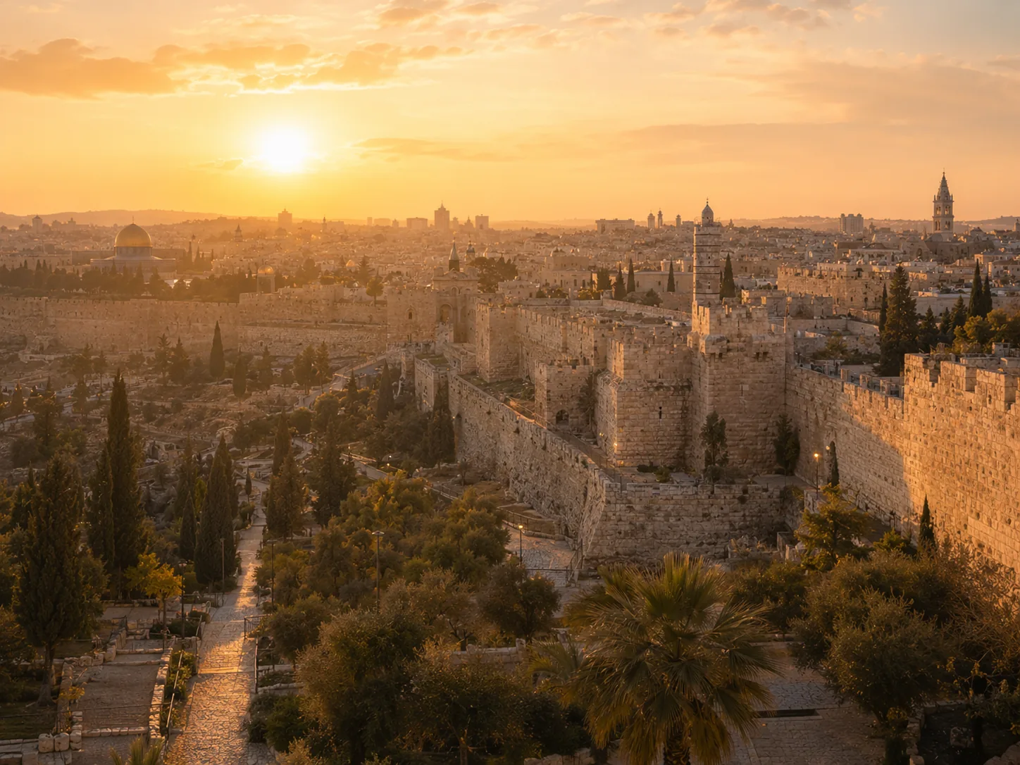 Jerusalem in warm evening light