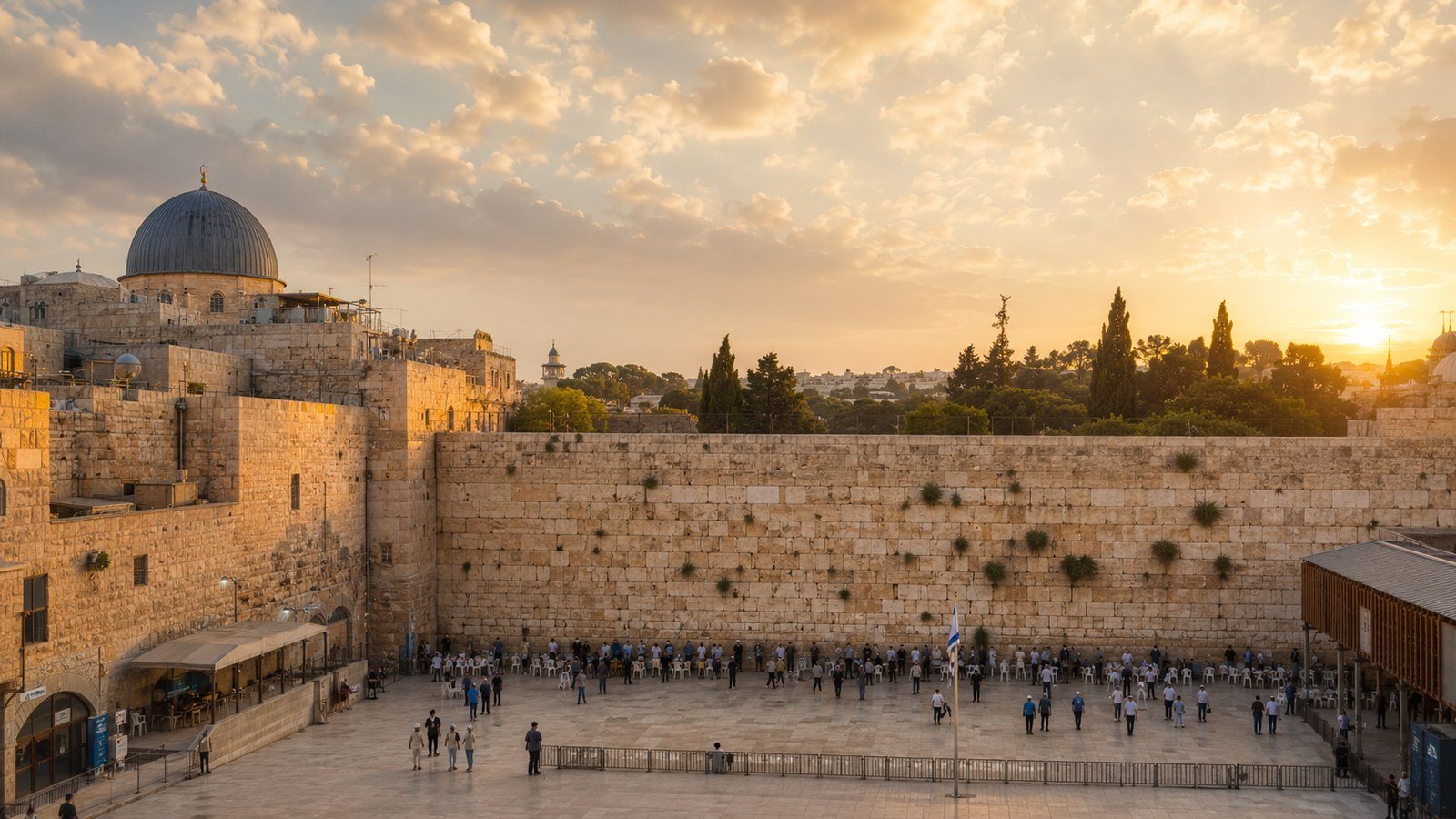 The Western Wall in golden light